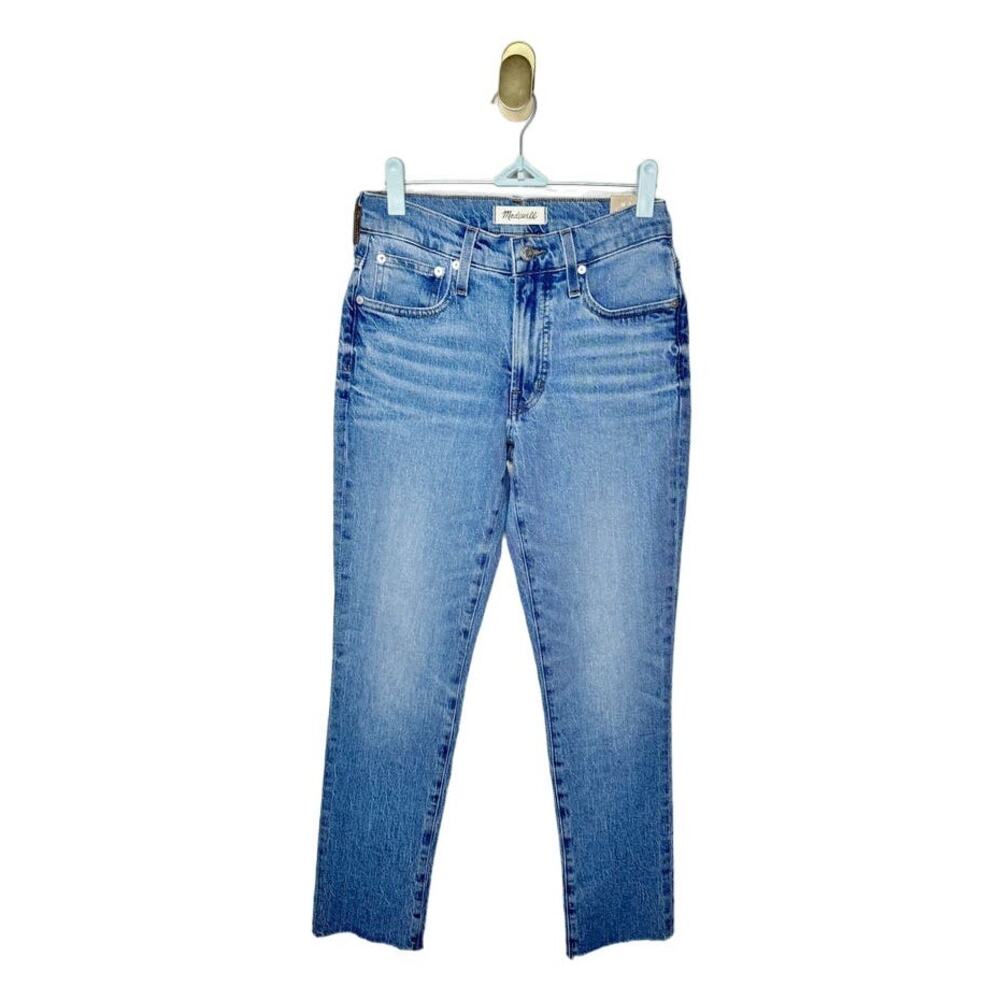 NWT Madewell The Mid Rise Perfect Vintage Raw Hem Straight Leg Jean US 24 - Picture 2 of 8